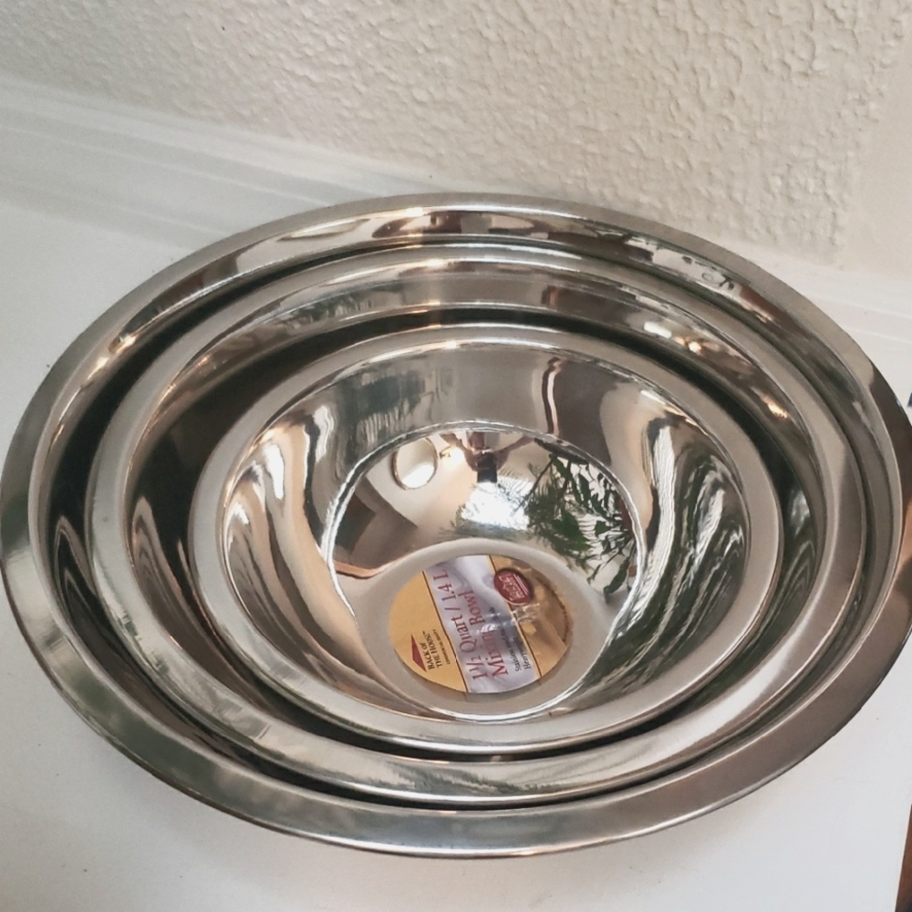 Set Of 3 Havyweight Stailness Steel Profesional Mixing Bowls - Picture 2 of 3